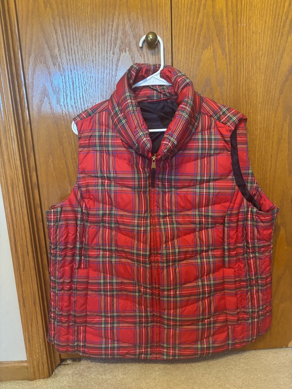 Talbots Plus Red Plaid Quilted Vest